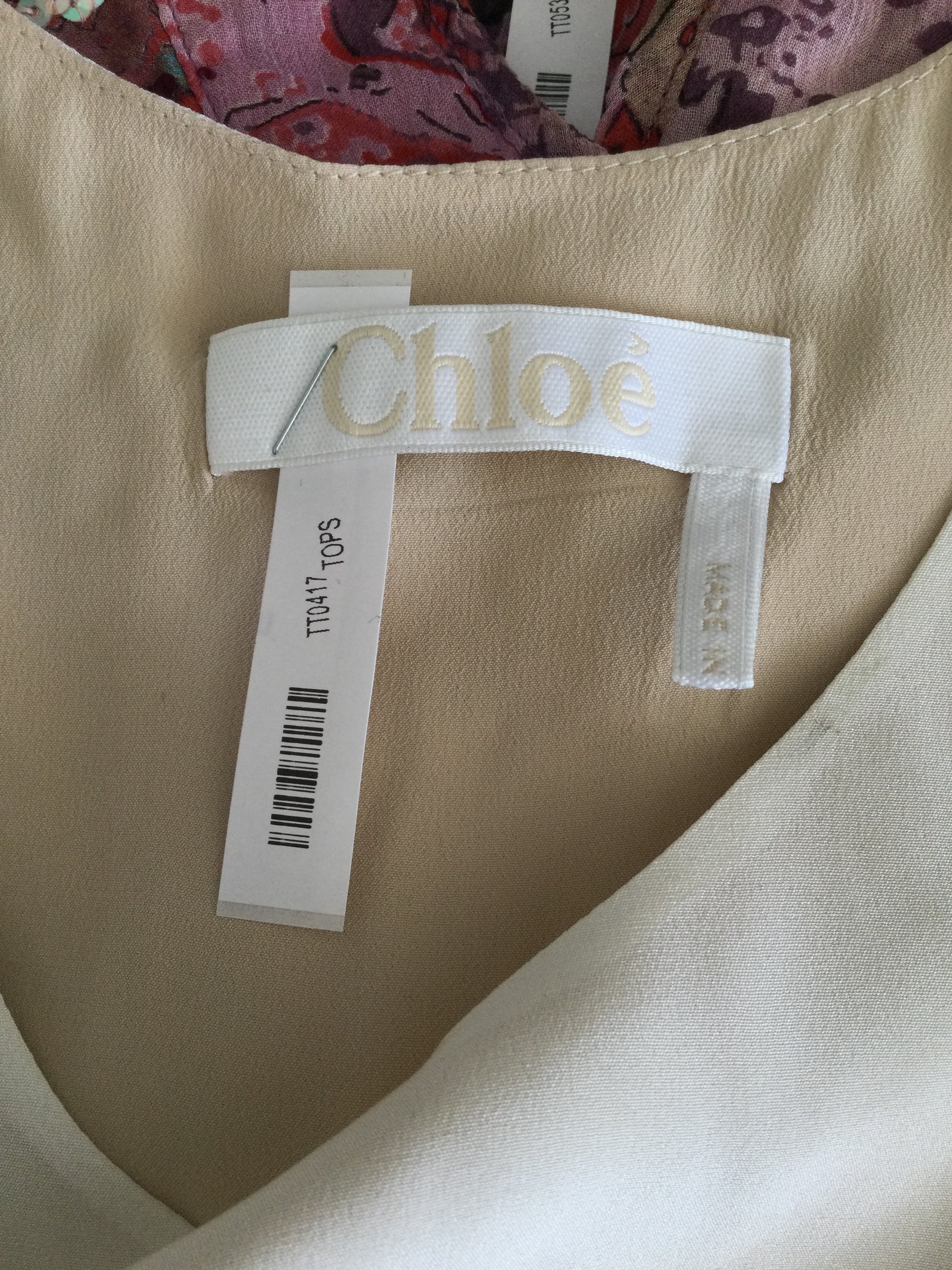 Chloe one size beige silk top TT0417￼￼