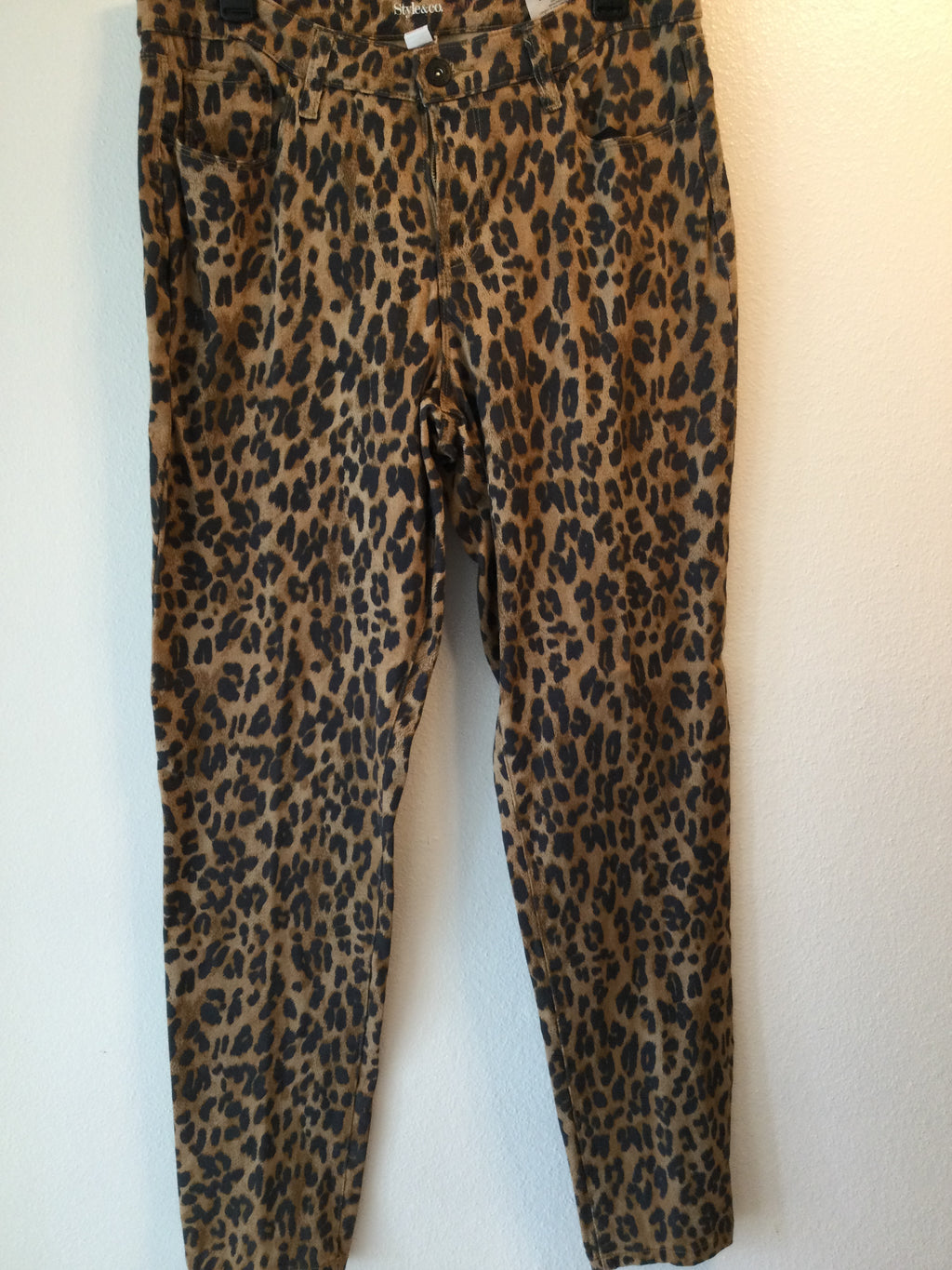 LEOPARD PRINT BROWN BLACK PANTS 12 STYLE&CO BT0339