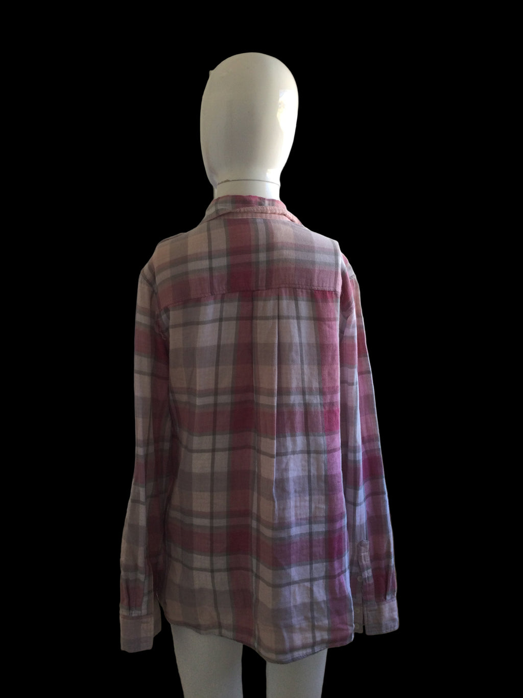 Express boyfriend size small petite pink gingham TT0540￼