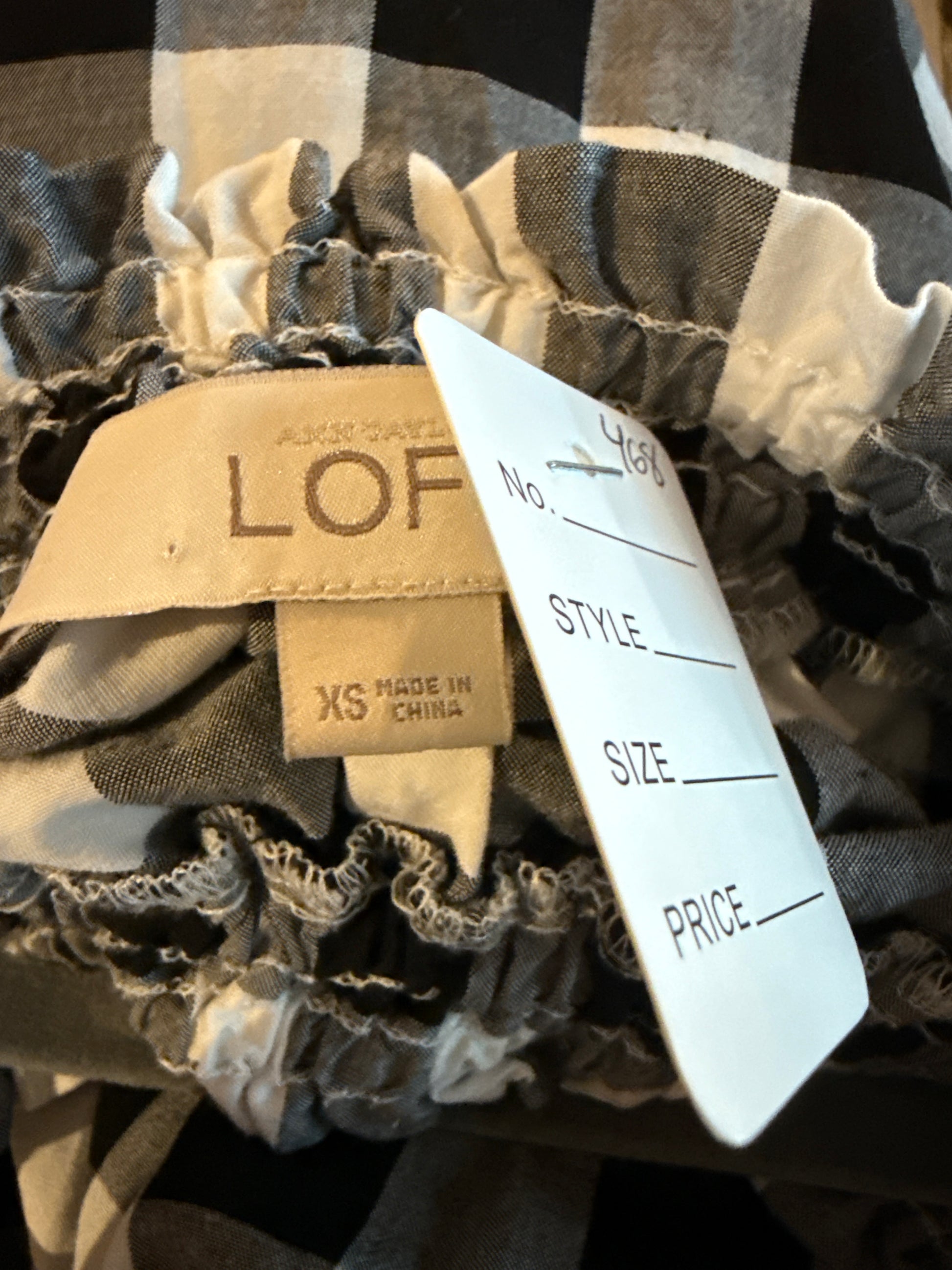 LOFT GINGHAM BLACK AND WHITE PATTERN MINI DRESS XS DR25NP16
