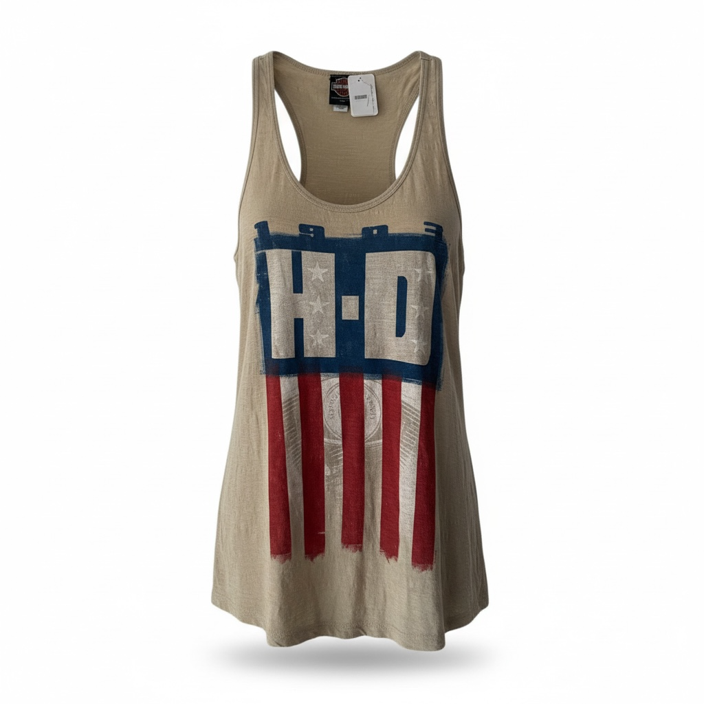 Harley Davidson large cream US flag top