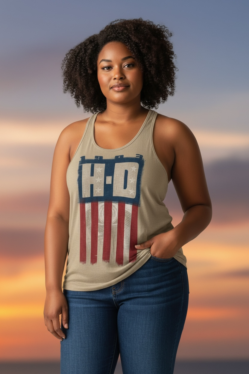 Harley Davidson large cream US flag top