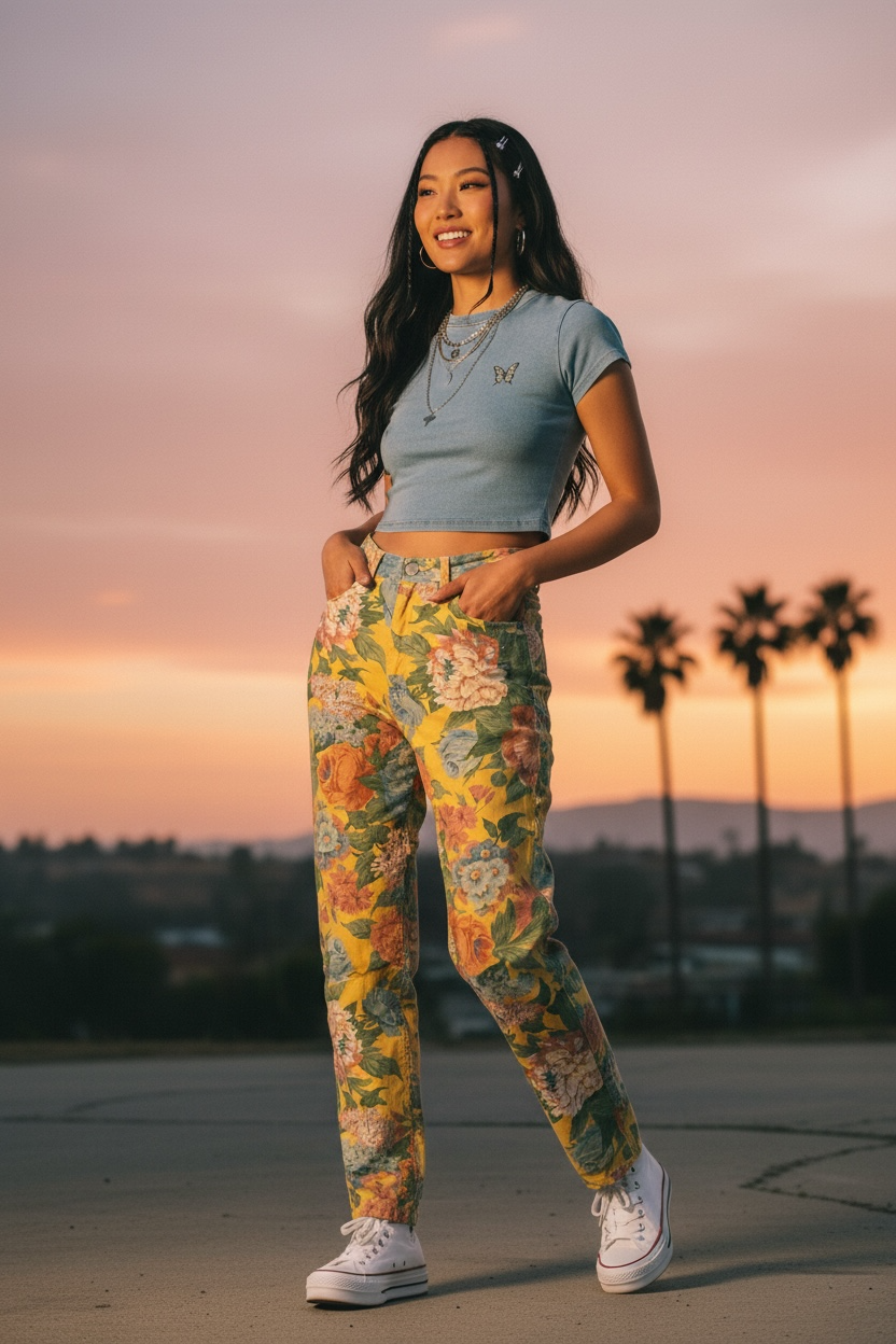 Made in the shade pants vintage floral size 7 BB01266