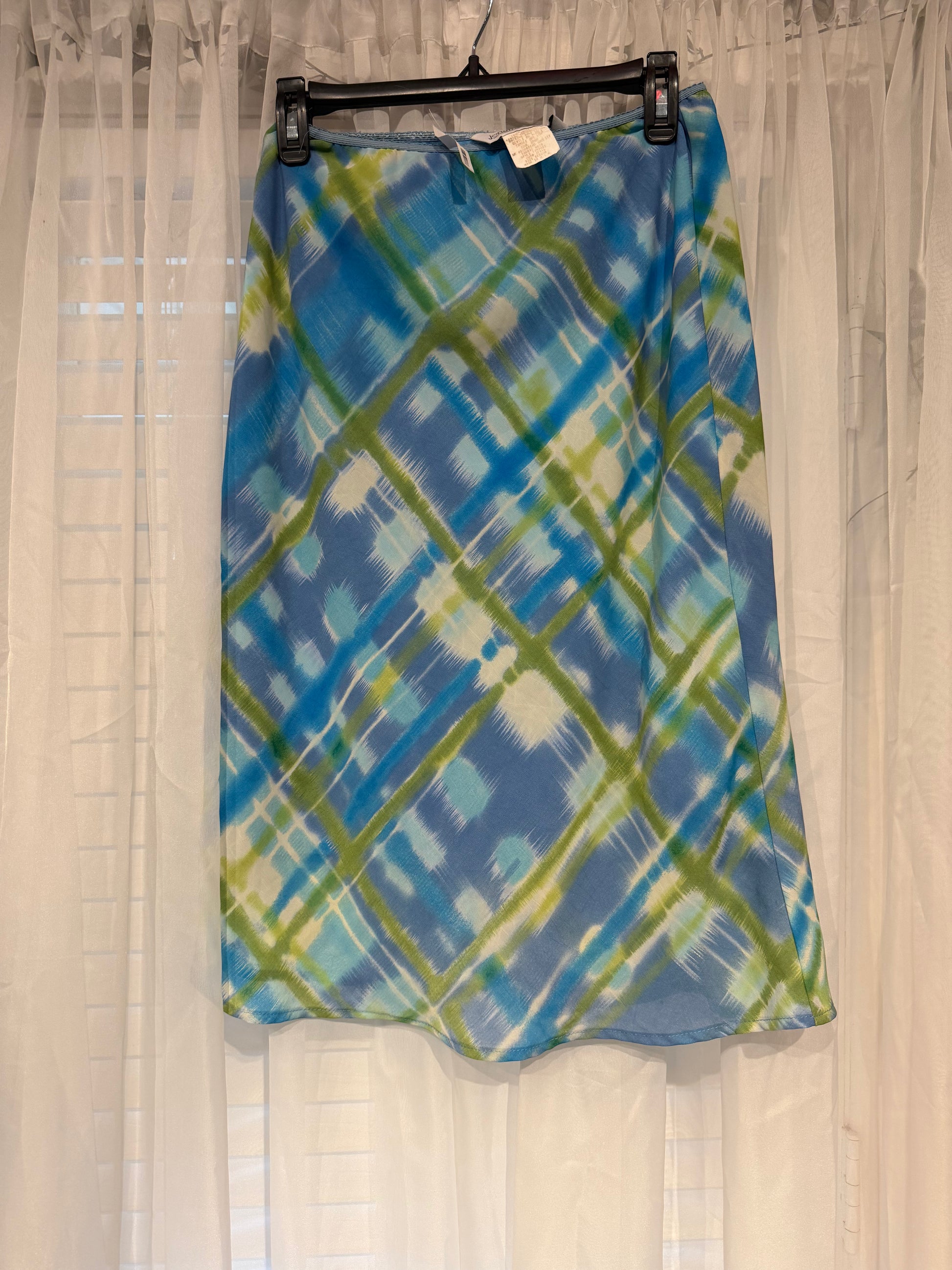 Jonathan Martin blue and green midi skirt vintage size medium made in USA  BB01053