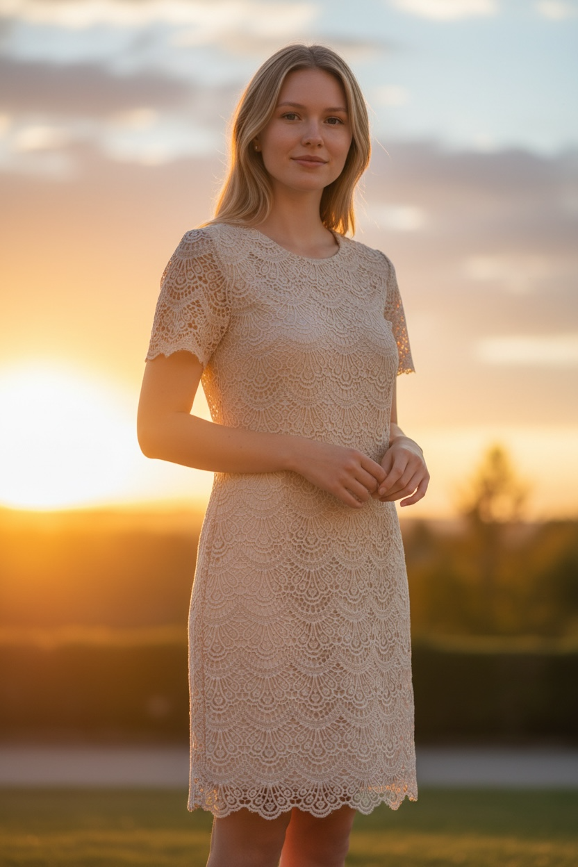 ANN TAYLOR SIZE 00 CREAM GOLD DRESS LACE