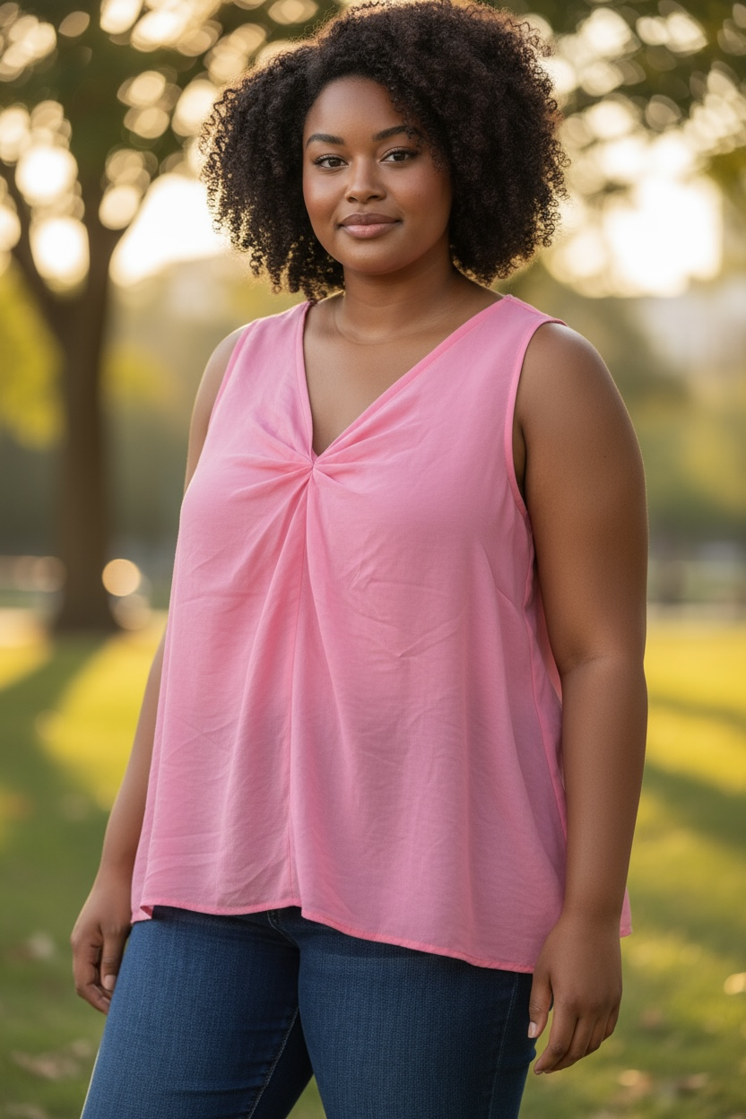 WORTHINGTON BUBBLE GUM PINK TOP V NECK TOPSIZE LARGE