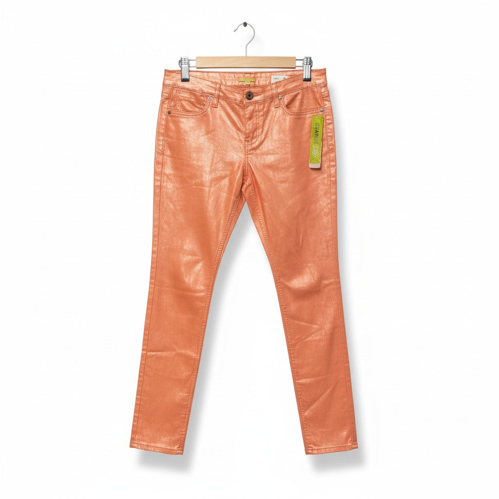 GIANNI BINNI PINK METALLIC SKINNY PANTS SIZE 4 BB01096