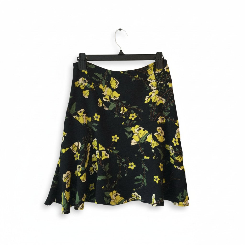 WHO WHAT WEAR BLACK,YELLOW,WHITE FLORAL SKIRT SIZE 2