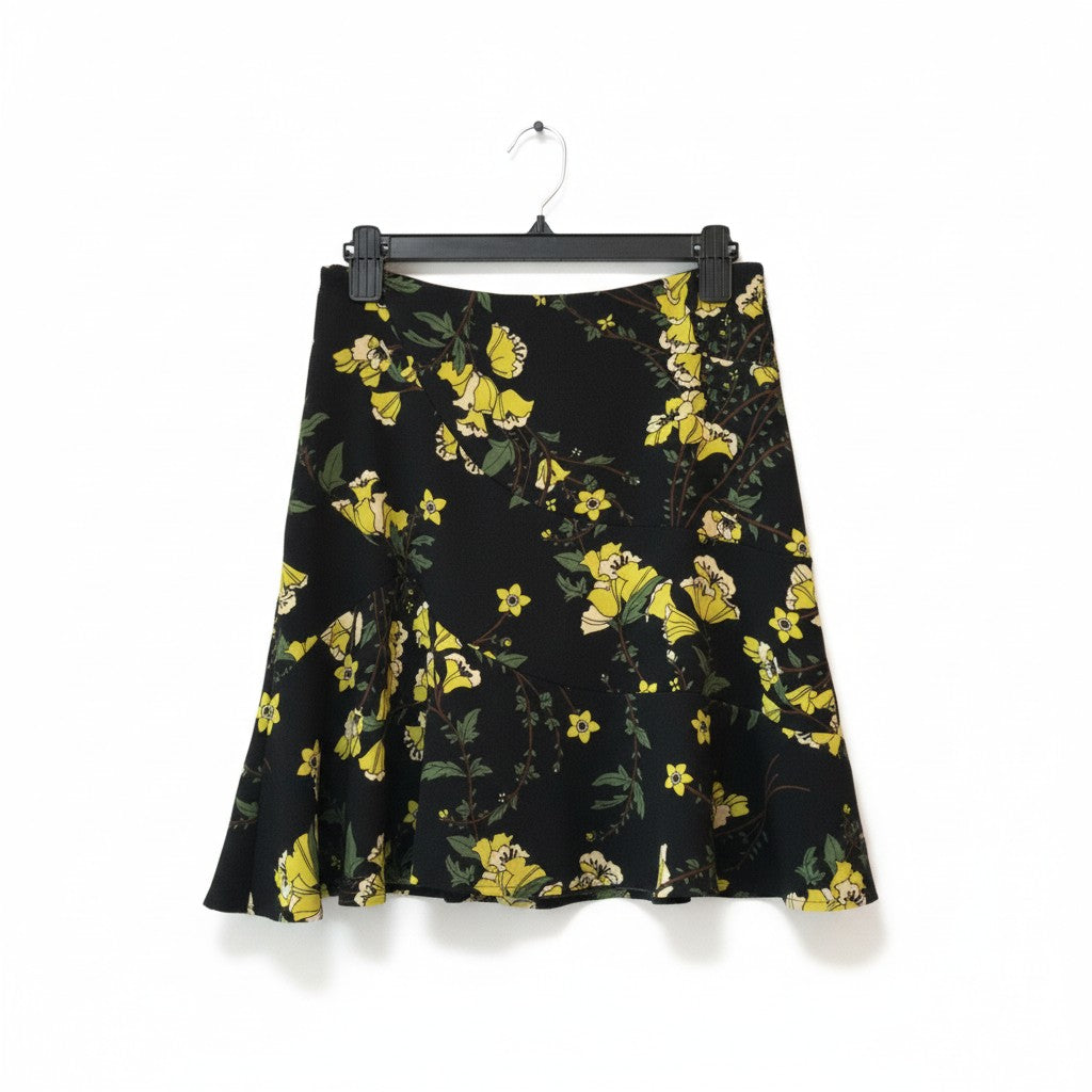 WHO WHAT WEAR BLACK,YELLOW,WHITE FLORAL SKIRT SIZE 2