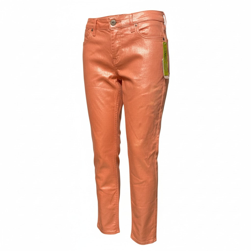 GIANNI BINNI PINK METALLIC SKINNY PANTS SIZE 4 BB01096