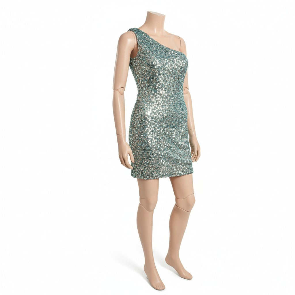 SHERRI HILL BLUE SEQUINS DRESS SIZE 0