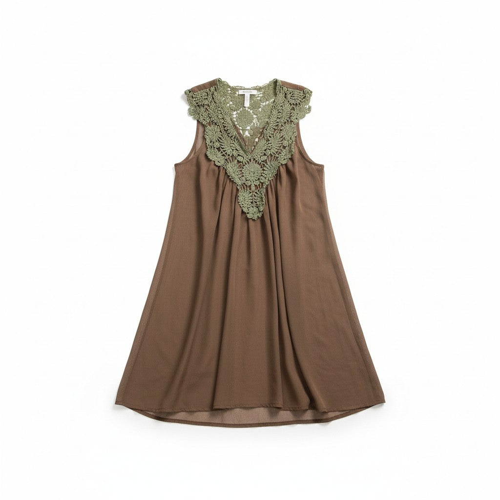 DRESS TOP BROWN SEE THROUGH SIZE LARGE