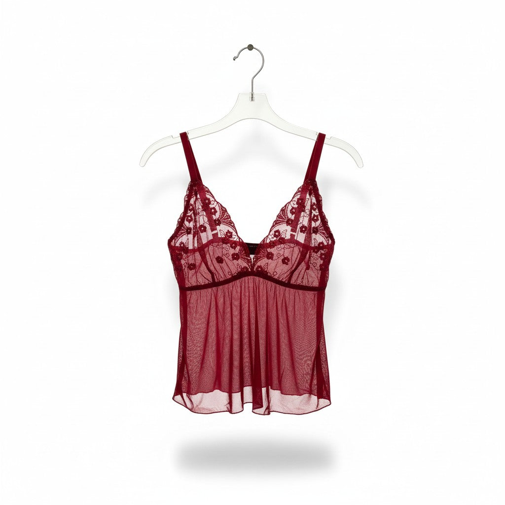 PINK SEE THROUGH LINGERIE TOP MEDIUM/LARGE