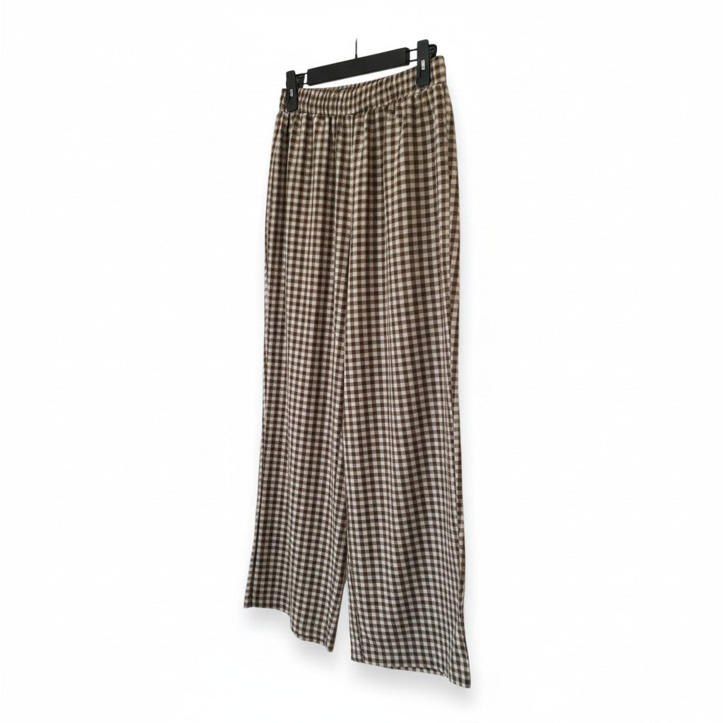SHEIN BROWN,WHITE GINGHAM PANTS SMALL