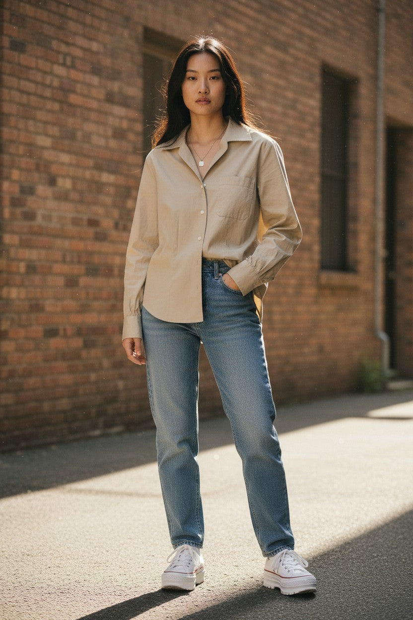 ANN TAYLOR LOFT STRETCH CAMEL TONE TOP BUTTON DOWN SIZE 0