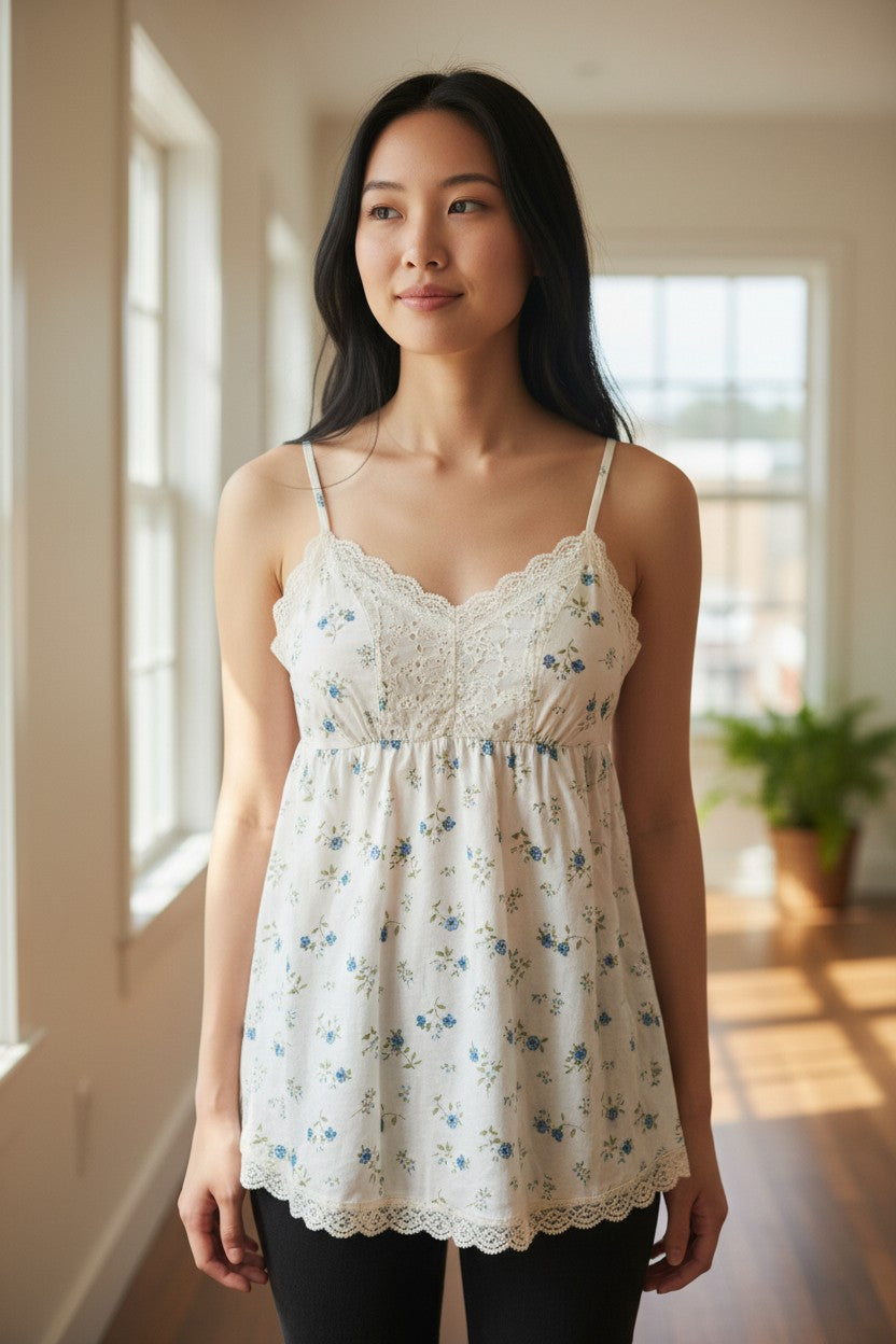 Victoria Secret size small top white blue floral