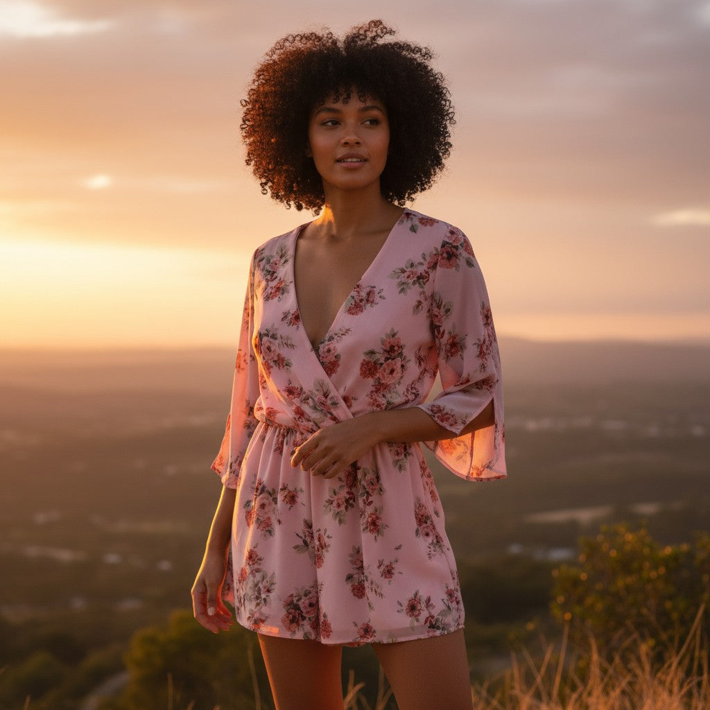 PINK FLORAL ROMPER SIZE SMALL