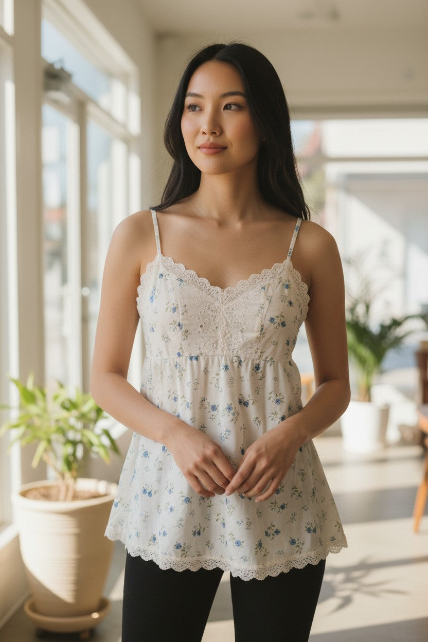 Victoria Secret size small top white blue floral