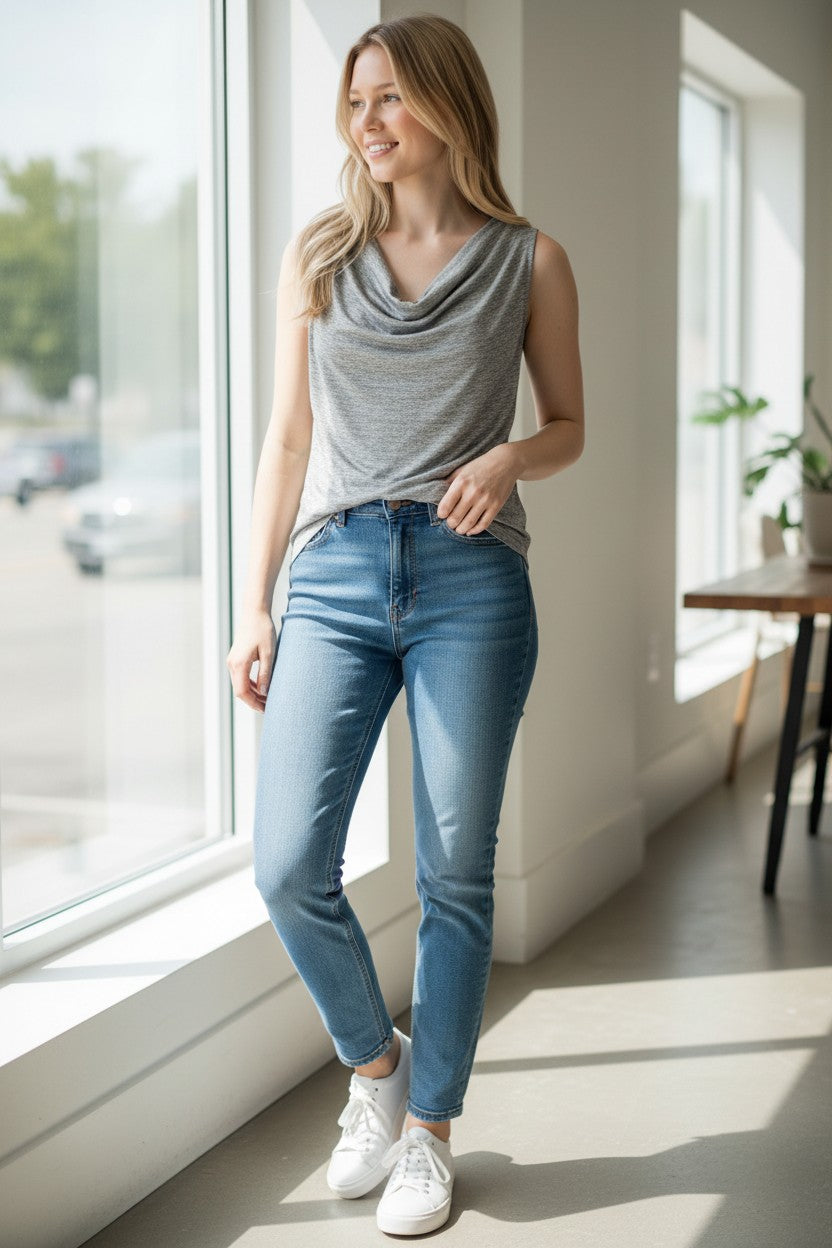 Worthington stretch gray small top