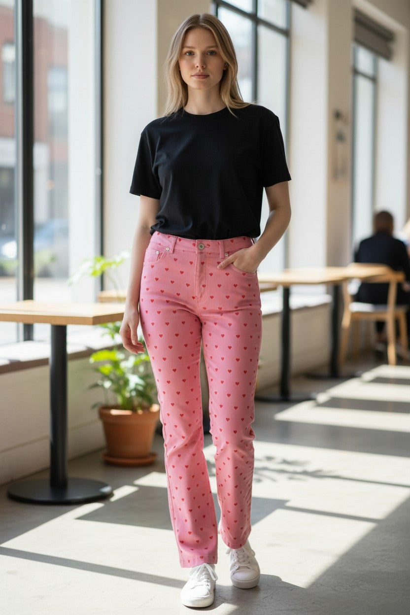 PINK HEARTS PANTS SHEIN SIZE 2 BT0029